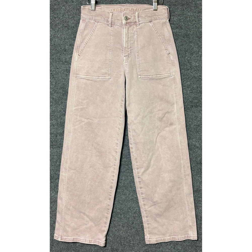 American Eagle Skater Jeans Women Size 2 High‎ Rise Wide Leg Mauve